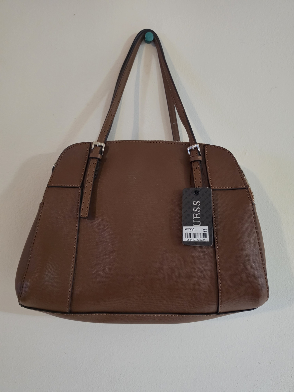 GUESS Brown Structured Tote Bag